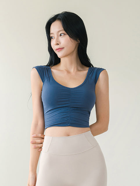 Fluid Shirring Short Sleeves